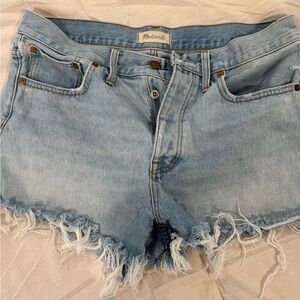 Madewell Frayed Hem Light Blue Jean Shorts